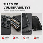 📱 Rugged Phone Case with Card Holder – Camera Slider & Kickstand
