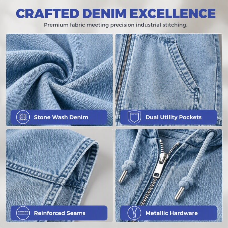 ⭐Trending Now⭐ Oversize Hooded Denim Vest – Utility Pockets & Relaxed Fit