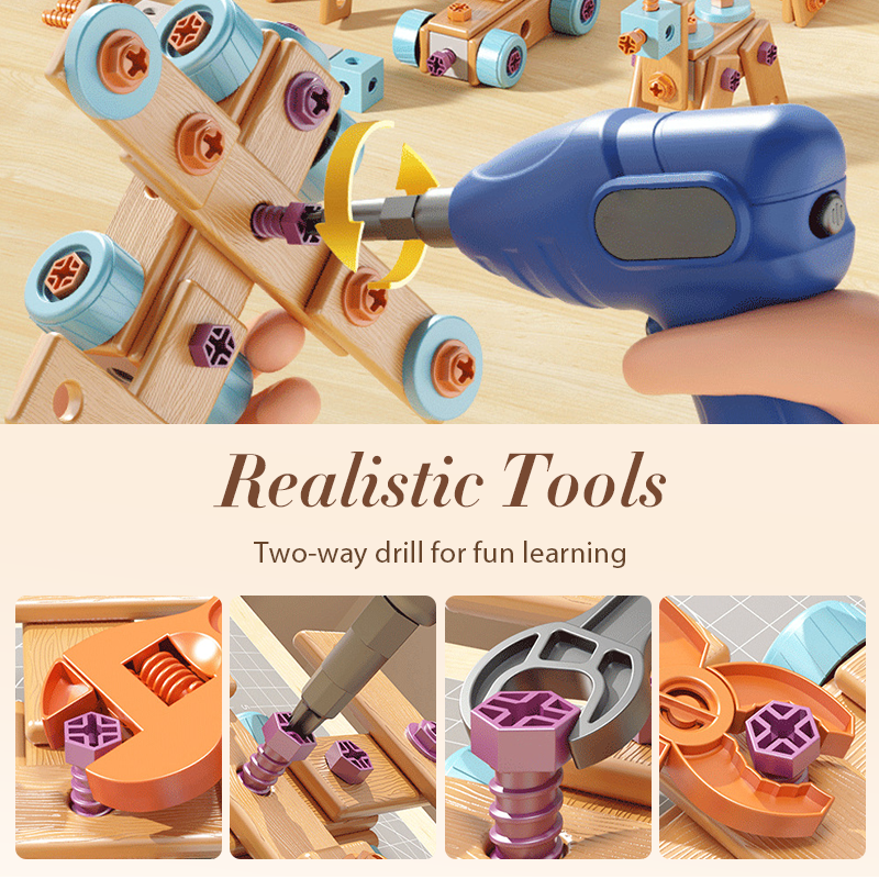 🔧🧒 Children's Educational DIY Tool Kit – STEM building set with electric drill, 124+ pcs & storage box. Encourages creativity, logic & fine motor skills – perfect for little builders! 🛠️✨