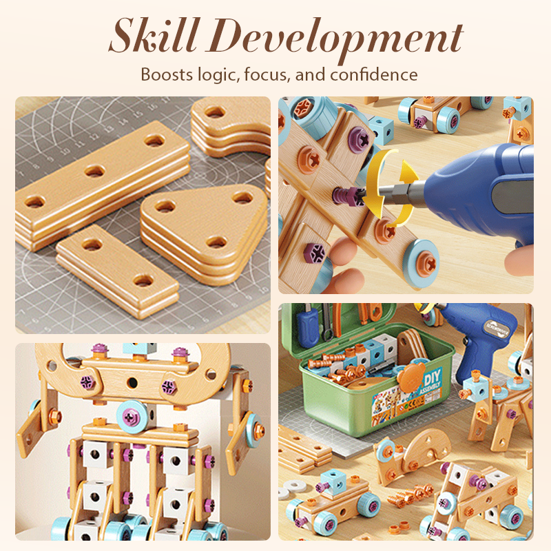 🔧🧒 Children's Educational DIY Tool Kit – STEM building set with electric drill, 124+ pcs & storage box. Encourages creativity, logic & fine motor skills – perfect for little builders! 🛠️✨