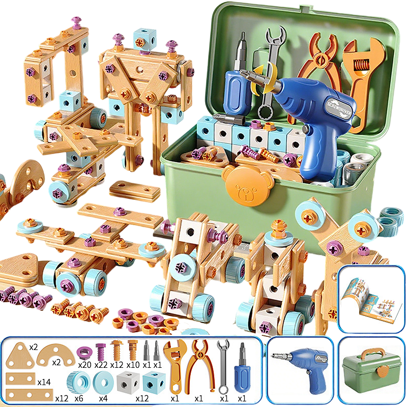 🔧🧒 Children's Educational DIY Tool Kit – STEM building set with electric drill, 124+ pcs & storage box. Encourages creativity, logic & fine motor skills – perfect for little builders! 🛠️✨
