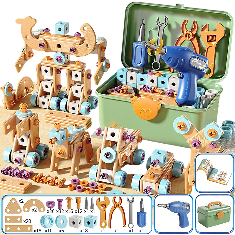 🔧🧒 Children's Educational DIY Tool Kit – STEM building set with electric drill, 124+ pcs & storage box. Encourages creativity, logic & fine motor skills – perfect for little builders! 🛠️✨