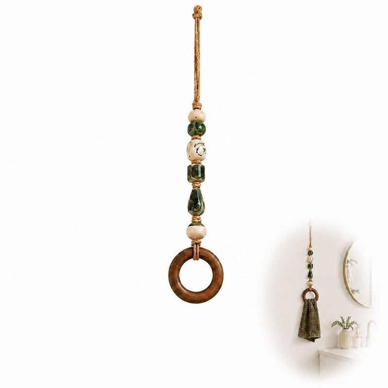 🏠Decorative Beaded Towel Hanger with Wooden Ring
