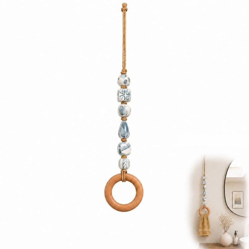 🏠Decorative Beaded Towel Hanger with Wooden Ring