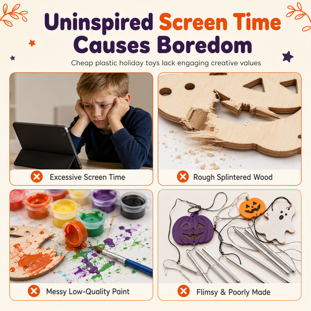 ⏰ Halloween Wooden Pumpkin Craft Kit | DIY Wind Chime 🎃