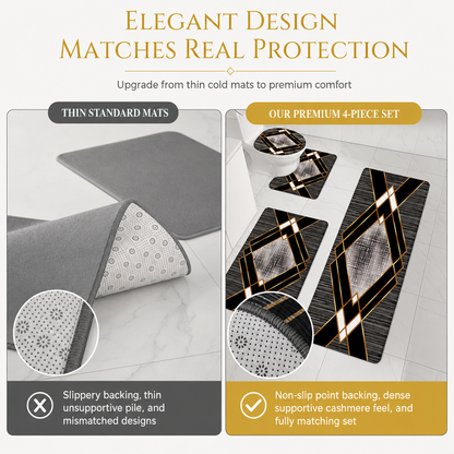 🛁 🧼 4‑Piece Faux Cashmere Bathroom Rug Set – Ultra‑Soft Plush Underfoot, Overlock Stitched & Secure Grip 🚿