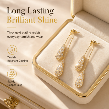 ✨ Women's Dual-Wear Zircon Water Drop Tassel Earrings – Elegant & Versatile 💎🌸