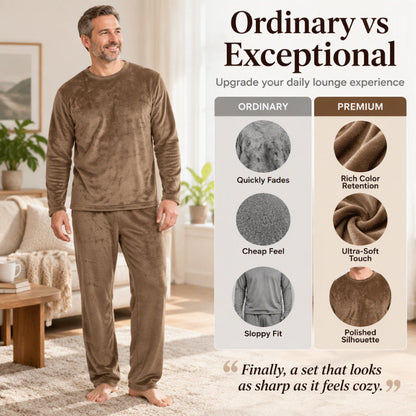 🌙 All-Night Warmth, Soft Velvet Feel | Men's Cozy Thermal Velvet Pajama Set🔥