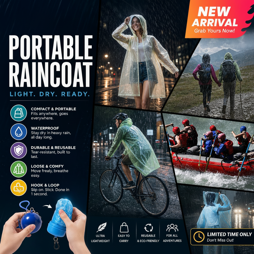 Mini Ball Shape Disposable Raincoat – Ultra‑compact ball packaging fits in any bag, purse or glove box. Waterproof & easy to use – always ready for sudden showers! 🌧️✨
